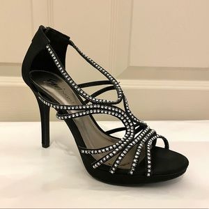 Fioni Night Black Strappy Stiletto Heels